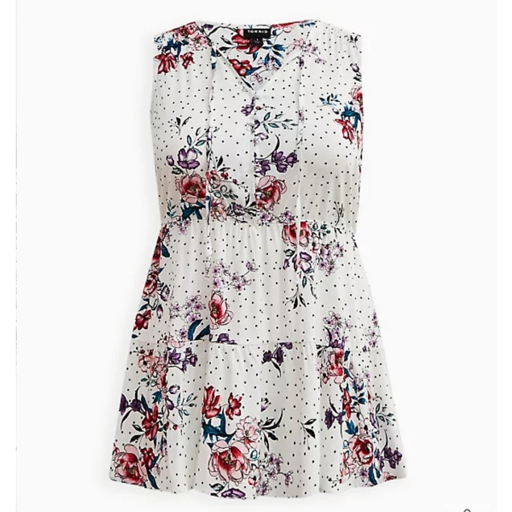 RAYON SLUB BUTTON-FRONT TIERED TANK